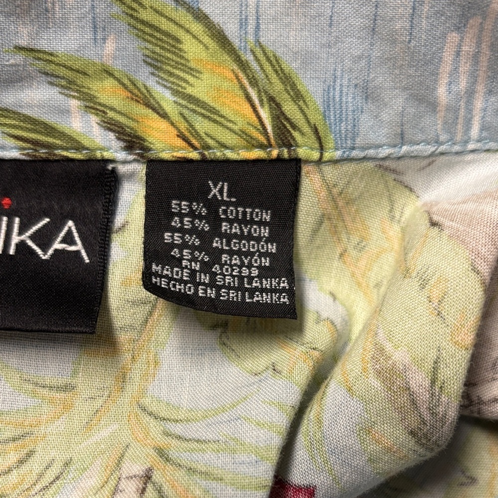 Erika Tropical Print Button Down Shirt - Blue and Green - Picture 10 of 13